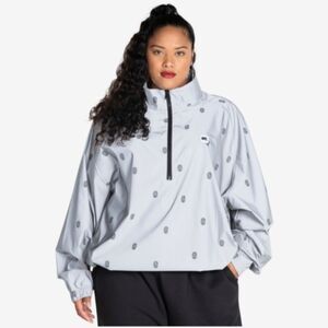Melody Ehsani Jacket Women Silver Reflective Oversized Finger Print Design xs